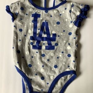 MLB Los Angeles Dodgers Blue and Gray Girls One Piece Bodysuit